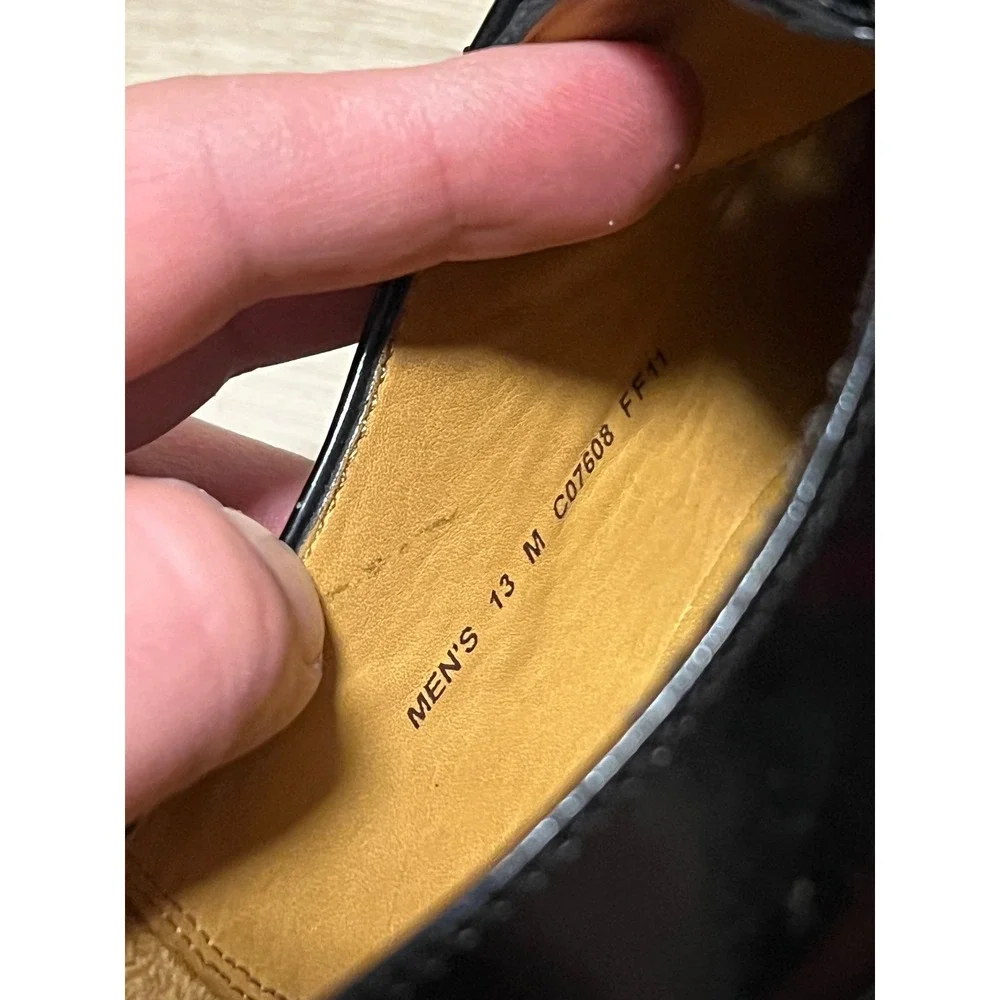 Cole Haan Mens Black‎ Patent Leather Wingtip Oxford Dress Shoes C07608 Size 13 M